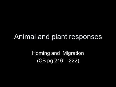 Animal and plant responses Homing and Migration (CB pg 216 – 222)