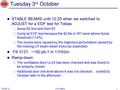 Tuesday 3 rd October STABLE BEAMS until 12:25 when we switched to ADJUST for a EOF test for Tobias  dump B2 first and then B1.  Dump at EOF test because.