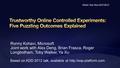 Ronny Kohavi, Microsoft Joint work with Alex Deng, Brian Frasca, Roger Longbotham, Toby Walker, Ya Xu Based on KDD 2012 talk, available at