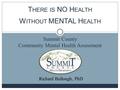 T HERE IS NO H EALTH W ITHOUT MENTAL H EALTH Richard Bullough, PhD Summit County Community Mental Health Assessment.