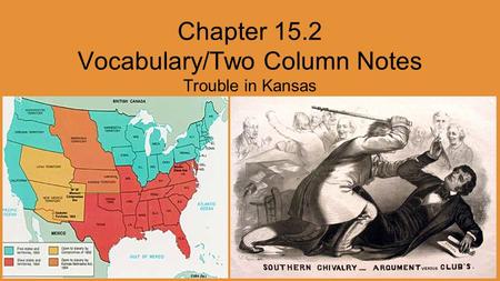 Chapter 15.2 Vocabulary/Two Column Notes Trouble in Kansas.