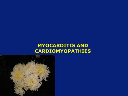 MYOCARDITIS AND CARDIOMYOPATHIES. DEFINITION Inflammatory disease of the myocardium caused by infectious and noninfectious agents.