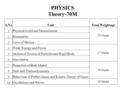 S.NoUnitTotal Weightage 1 Physical world and Measurement 23 Marks 2 Kinematics 3 Laws of Motion 4 Work, Energy and Power 17 Marks 5 Motion of System of.