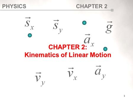 CHAPTER 2: Kinematics of Linear Motion