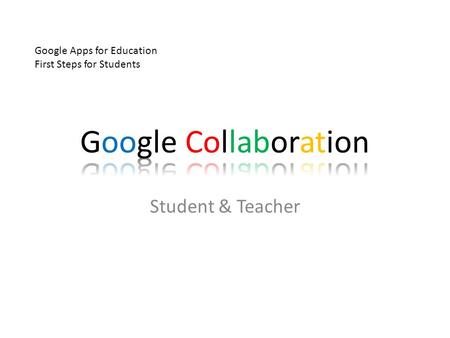 Student & Teacher Google Apps for Education First Steps for Students.