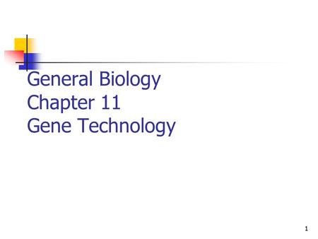 1 General Biology Chapter 11 Gene Technology. 2 Genetic Engineering Recombinant DNA is made when a DNA fragment is put into the DNA of a vector Gel electrophroesis.