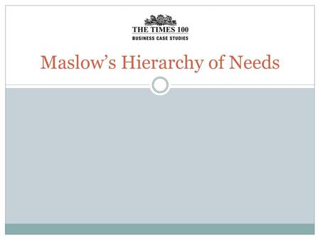 Maslow’s Hierarchy of Needs. Abraham Maslow Abraham Maslow was an American psychologist. He fully introduced his hierarchy of needs in 1954 to explain.