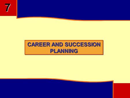 CAREER AND SUCCESSION PLANNING 7. 7 OBJECTIVES Understand Career Anchors and Importance of Career Planning Programmes Understand the Succession Planning.