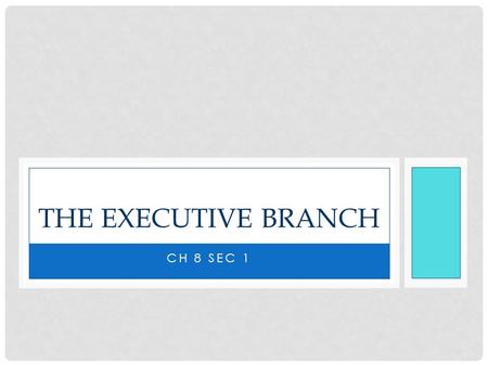 CH 8 SEC 1 THE EXECUTIVE BRANCH I. DUTIES OF THE PRESIDENT Presidents have enormous power and responsibility in government.