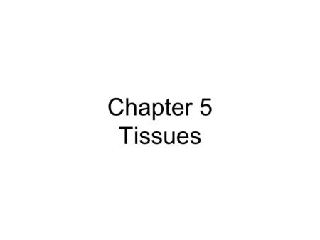 Chapter 5 Tissues.