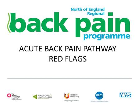 ACUTE BACK PAIN PATHWAY RED FLAGS