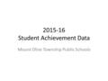 2015-16 Student Achievement Data Mount Olive Township Public Schools.