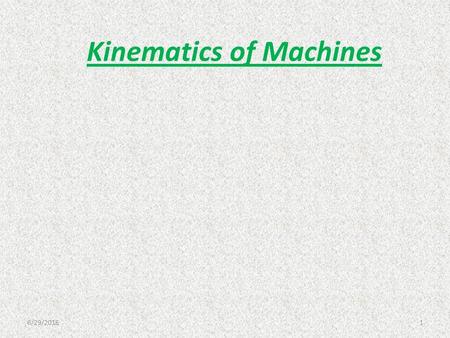 Kinematics of Machines