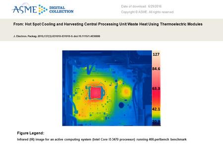 Date of download: 6/29/2016 Copyright © ASME. All rights reserved. From: Hot Spot Cooling and Harvesting Central Processing Unit Waste Heat Using Thermoelectric.