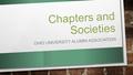 Chapters and Societies OHIO UNIVERSITY ALUMNI ASSOCIATION.