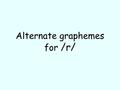 Alternate graphemes for /r/. Teaching alternative spellings for each phoneme. Practice game – Generation game! Teaching the alternative way of spelling.