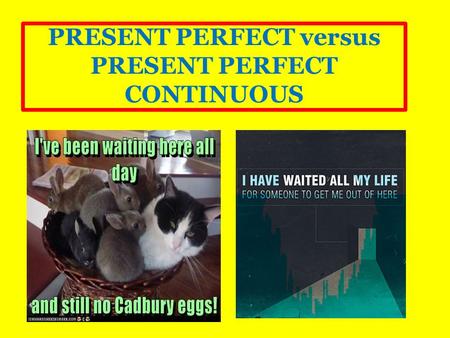 PRESENT PERFECT versus PRESENT PERFECT CONTINUOUS.