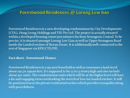 Forestwood Lorong Lew lian