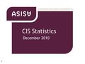 CIS Statistics December 2010 1. CIS Statistics December 2010 Agenda Industry overview Performance figures Index data Consumer message 2.