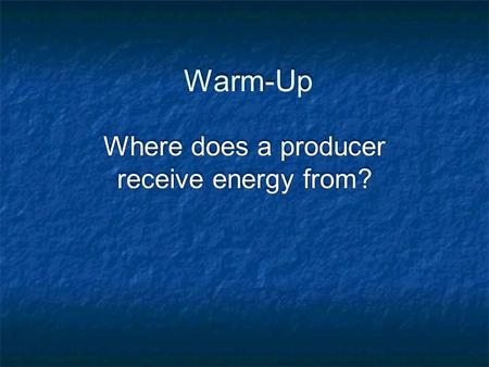 Warm-Up Where does a producer receive energy from?