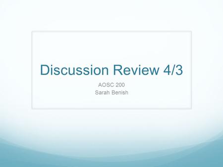 Discussion Review 4/3 AOSC 200 Sarah Benish. Outline I. Local Wind Systems II. Global Winds III. Atmosphere-Ocean Interactions.