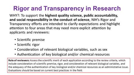 Rigor and Transparency in Research