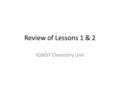 Review of Lessons 1 & 2 IQWST Chemistry Unit. Background Information…. We reviewed some basic chemistry concepts at the beginning of this unit (states.