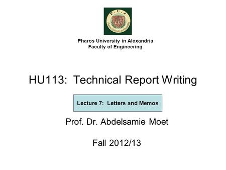 HU113: Technical Report Writing