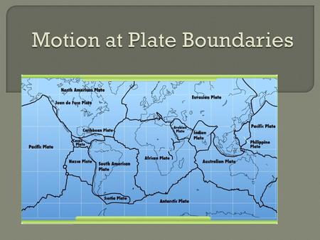  Stress – force that pushes or pulls rock Tension Compression Shearing  Fault – Break in Earth’s crust where plate movement occurs Normal Reverse Strike-Slip.