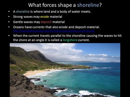 What forces shape a shoreline?