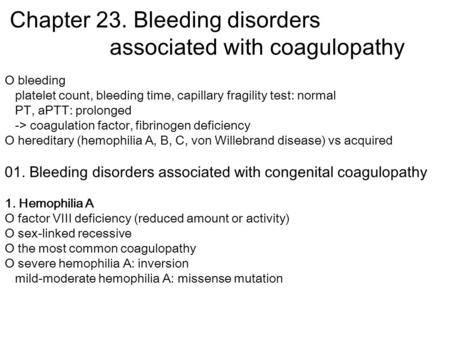 Chapter 23. Bleeding disorders associated with coagulopathy