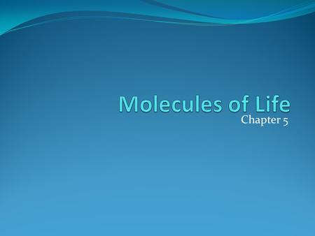 Chapter 5. Organic Compounds Hydrogen and other elements covalently bonded to carbon Examples important to life are: Carbohydrates Lipids Proteins Nucleic.