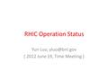 RHIC Operation Status Yun Luo, ( 2012 June 19, Time Meeting )