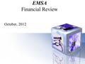 EMSA Financial Review October, 2012. EMSA Eastern Division Highlights Y-T-D loss of $776K compared to budgeted loss of $248K Y-T-D collection rate of.