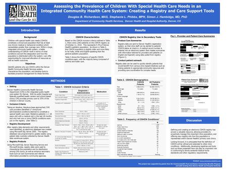 Assessing the Prevalence of Children With Special Health Care Needs in an Integrated Community Health Care System: Creating a Registry and Care Support.