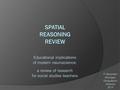 Educational implications of modern neuroscience: a review of research for social studies teachers P Gersmehl Michigan Geographic Alliance 2014.