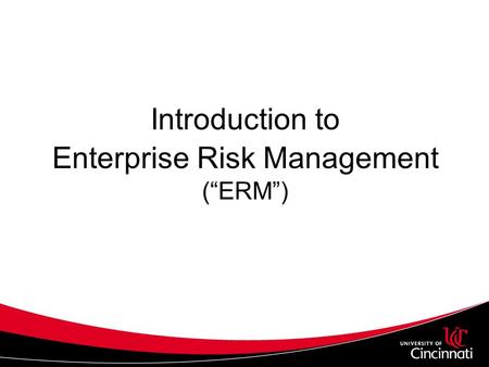 Introduction to Enterprise Risk Management (“ERM”)