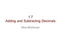 1.7 Adding and Subtracting Decimals