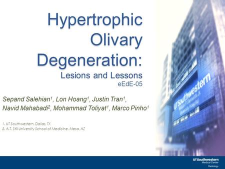 Hypertrophic Olivary Degeneration: Lesions and Lessons eEdE-05