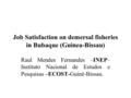 Job Satisfaction on demersal fisheries in Bubaque (Guinea-Bissau) Raul Mendes Fernandes –INEP– Instituto Nacional de Estudos e Pesquisas –ECOST-Guiné-Bissau.