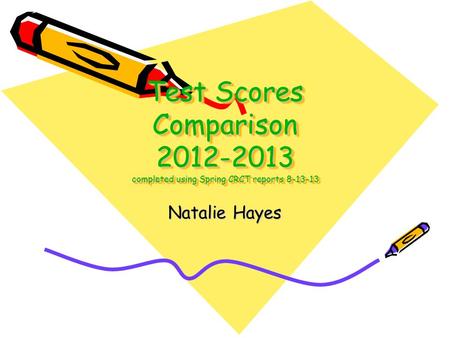 Test Scores Comparison 2012-2013 completed using Spring CRCT reports 8-13-13 Natalie Hayes.