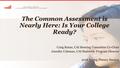 The Common Assessment is Nearly Here: Is Your College Ready? Craig Rutan, CAI Steering Committee Co-Chair Jennifer Coleman, CAI Statewide Program Director.