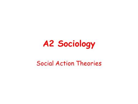 Social Action Theories