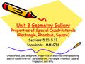 Unit 3 Geometry Gallery Properties of Special Quadrilaterals (Rectangle, Rhombus, Square) Sections 5.10, 5.12 Standards: MM1G3d Understand, use, and prove.