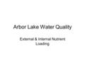 Arbor Lake Water Quality External & Internal Nutrient Loading.