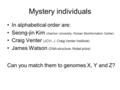 Mystery individuals In alphabetical order are: Seong-jin Kim (Gachon University, Korean Bioinformation Center) Craig Venter (JCVI, J. Craig Venter Institute)