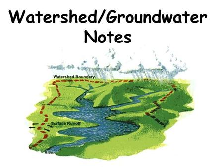 Watershed/Groundwater Notes