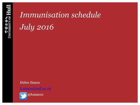 Immunisation schedule July 2016 Helen