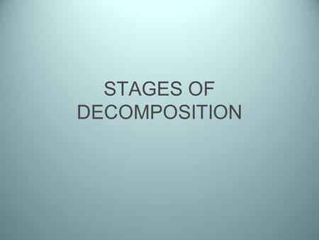 STAGES OF DECOMPOSITION