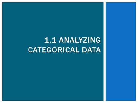 1.1 ANALYZING CATEGORICAL DATA. FREQUENCY TABLE VS. RELATIVE FREQUENCY TABLE.